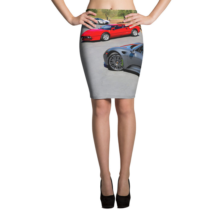 Modern Supercars Pencil Skirt